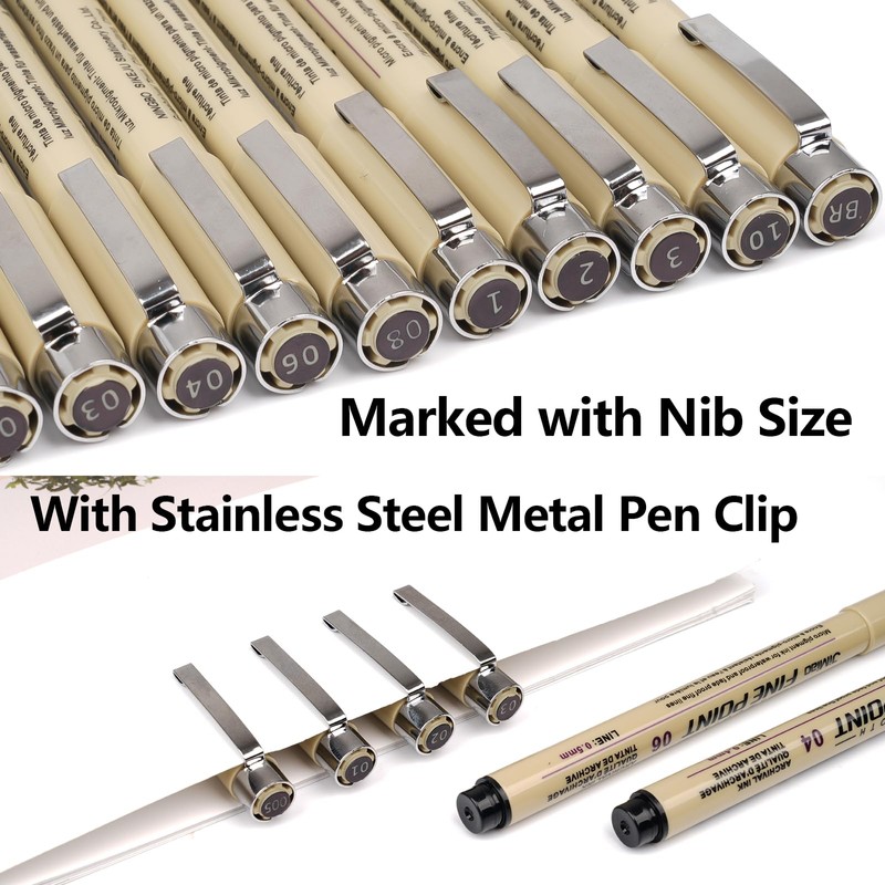 Svalor Fineliners Pens, 12 Piece Micron Fine Liner Pens Black