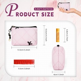 Playexen Mini Makeup Bag, Small Bow Tie Cosmetic Bag for Purse with Keychain, Portable XS Travel Makeup Pouch for Daily Use (Pink-Black Bow Tie)