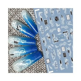 Flower Branch Leaf Nail Sticker Frame Crown Rose Lace Decorative Design Line G871Ms Nail Wraps Stickers Manicure Supplies for Women Nails Full Long Lasting Easy Apply and Remove