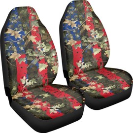 Pointodoor American Flag Patriot Car Accessories for Women Men Camo Hunting Car Seat Covers Front Seats Only Auto Interior Decor Seat Cushion Protector Universal Fit Truck SUV Van Sedan