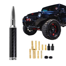 FirFiltr Carbon Fiber 50 Cal Bullet Antenna Fits for GMC Sierra Chevy Silverado 1500 Dodge Ram Jeep Ford Raptor Bronco Accessories,Universal Truck Antenna (Carbon Fiber+Silver)