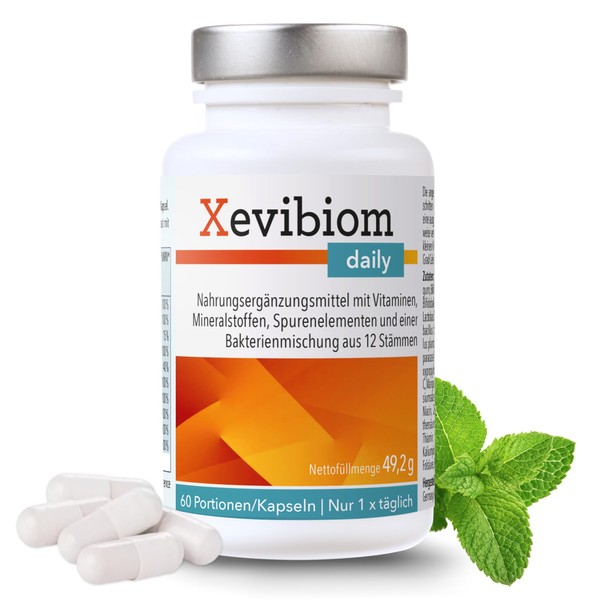 Xevibiom daily mit 12 probiotischen Stämmen und 21 Nährstoffen für