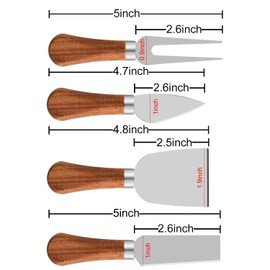 Cheese Knives Set with Wooden Handle, Mini Steel Stainless Cheese knife set for Charcuterie and Cheese spread Mini Serving Tongs Spoons Forks Toothpick Flags for party Wedding Christmas (Option 5)