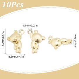 SUNNYCLUE 1 Box of 48 Bear Charms, Large Bear Charms, Gold Cartoon Charms, Rack Plating, Alloy Charms, Small Bear Dangling Charm for Jewellery Making, Charms, DIY Craft, Bracelet, Necklace