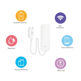 WiFi Flood Sensor WiFi Leak Sensor Leak Intrusion Detector Alert Water Level Overflow Alarm Tuya Smart Life App Remote Control for Home House Security