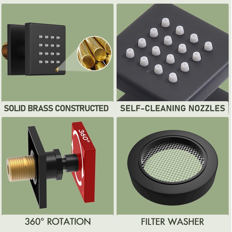 Shower Body Spray Jets with Adjustable Flow On Off Switch,