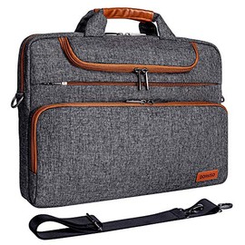 DOMISO 17 Inch Multi-Functional Laptop Sleeve Business Briefcase Waterproof Messenger Shoulder Bag Compatible with 17"-17.3" Notebooks/Dell/Acer/HP/MSI/ASUS, Dark Grey