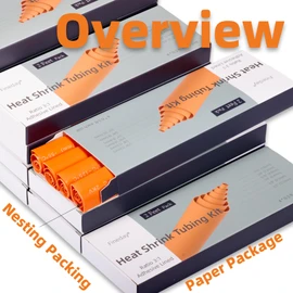 Fineday 6 Sizes Heat Shrink Tubing Kit, 3:1 Ratio Adhesive Lined (1, Orange, 2ft Each Size (0.5ft * 4))