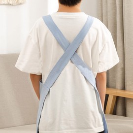 Kids Cotton Cross Back Aprons Children Chef Pure Child Apron with 2 Pockets for Baking Painting Cooking (Blue, One Size)