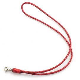 Days Art Neck Strap, Genuine Leather, Braided Saddle Leather, Leather ID Strap, Neck Strap, ID Card Case, Long Type, red