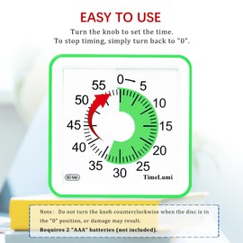 TimeLumi 60-Minute Visual Timer for Kids, Time Management Tool Study Classroom Timer, Home Edition Silent Countdown Timer for Toddler, Teachers and Adults (Green)