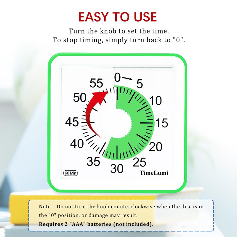 TimeLumi 60-Minute Visual Timer for Kids, Time Management Tool Study