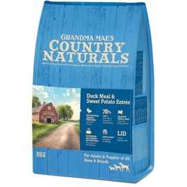 Grandma Mae’s Country Naturals Dry Dog Food, Duck, Sweet Potato & Brown Rice, Slow Cooked & Nutrient Dense, Made in USA, 4 LB Bag