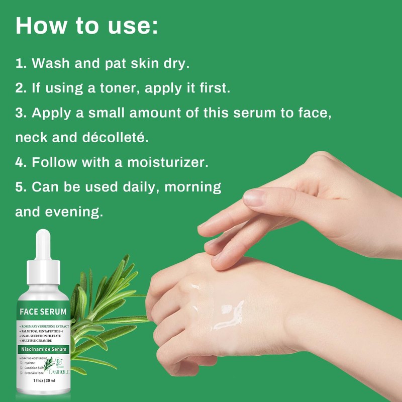 LAKIBOLE 3 Pack Niacinamide Serum with Rosemary Verbena Extract for