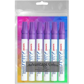 Uni-Ball Oil-Based Paint Marker, Medium Point, Purple Ink, Pack of 6, Bundle with Plastic Reusable Pouch