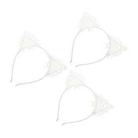 Healvian 3pcs Lace Hollow Cat Ear Headbands for Women Skin Friendly Hair Decor for Party Cosplay Concert Year's Day and Themed Events