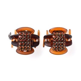 Complex Biz Double Crystal Mesh Whip Clips 2pcs Set (Light Brown) Hair Clips Hair Accessories Hair Clips Mini Small Tight