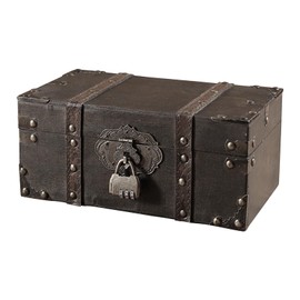 QINGYIWL Mini Treasure Chest Wooden 26 x 15 x 11.5cm Vintage with Lock Storage Treasure Chest for Storage and Decorating for Children's Birthday