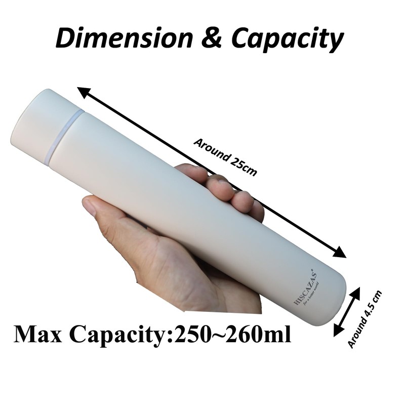 Thermos Flask, Stainless Steel, Super Slim, 25.5 x 4.5 cm,