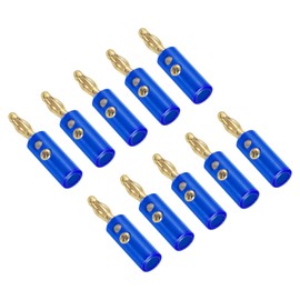 PATIKIL 10 Pack Banana Plugs Connector Screw Type Speaker Banana Plugs 4mm Gold-Plated Alloy Dark Blue for Speaker Wires, Sound Systems, Video Receivers, Home Theater
