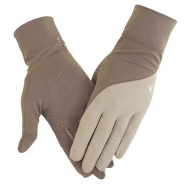 CAMSTIC Women's UPF 50+ Sun Protection Driving Gloves, Gripping Palm, Finger Caps, Brown