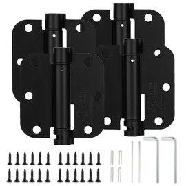 Sophia 4 Pack Self-Closing Door Hinge 3.5 Inch Rounded 5/8 Radius, Spring Loaded Hinges Adjustable Tension, Automatic Door Closer Hinge for Interior Exterior Residential Doors, Oil Rubbed Bronze, UL