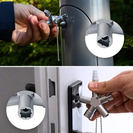 ABSINA Universal Key with 4 Profiles, Pack of 6, Triangular Key, Square Key, Control Cabinet Key, Square Triangular, Universal Key for Standard Cabinets and Locking Systems