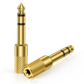 Viviber 6.35mm 3.5mm Converter Earphone Jack Stereo Mini Standard Plug Convenient Earphone Plug Conversion (Set of 2) Heavy Duty 3.5mm to 6.35mm Headphone Jack Gold Plated Compatible with Earphones