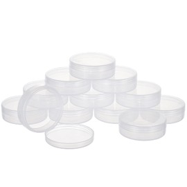BENECREAT Pack of 20 PP Storage Containers for Round Beads Cylinder Bead Container Clear Storage Box 5.5 x 1.8 cm with Screw Lid for Eyeshadow, Powder, Beads, Jewellery