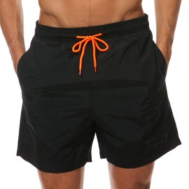 ZWRJDOMUM Mens Swim Trunks Quick Dry Beach Shorts Mesh Lining Board Shorts Swimwear Bathing Suits with Pockets (US XL（Fits Waist 36.5"-38",Tag XXXL), B-Black