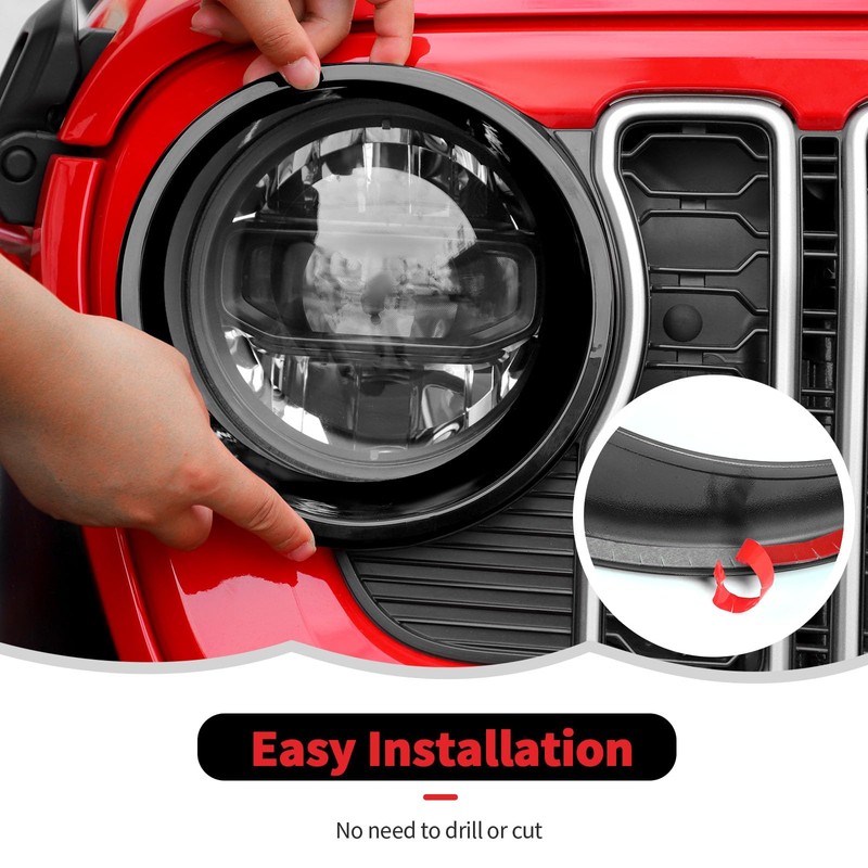 Headlight Cover Guard Headlight Bezels Trim Compatible with Jeep Wrangler