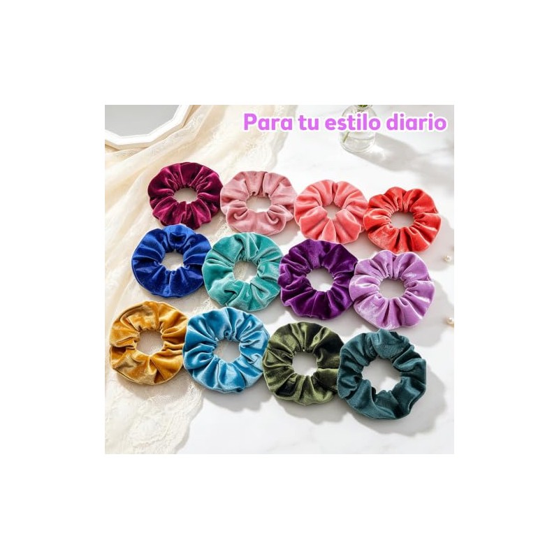 HEYMKGO 32PCS Scrunchies de Terciopelo con Ligas para Cabello para