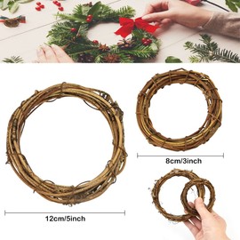 RECHCIGA Pack of 8 Grapevine Wreaths Natural Wreath Garden 8/12 cm Christmas Rattan Wreath Vine Wreath Natural Door Wreath Decorative Wreath Wooden Wreath for Crafts DIY Wreath Decoration for
