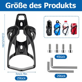 Bicycle Bottle Holder, Pack of 2 Lightweight Water Bottle Holder, Drink Holder for Bicycles, Water Bottle Holder for MTB and Road Bikes, Black