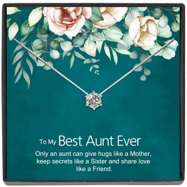 JeeweLife Best Aunt Ever Necklace, Sterling Silver Aunt Necklace, Aunt Birthday Gift, Aunt Christmas