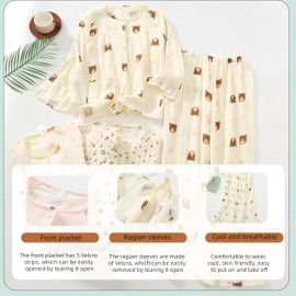 Yodilala Yodilala Full-Open Patient Nursing Pajamas,bedridden Patient Clothing, Post-Operative Recovery Sleepwear(pink,XL)