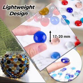 ARSUK 2lb Mixed Glass Pebbles (≈200pcs, 0.7" Flat Marbles) – Decorative Glass Gem Stones for Vases, Aquarium Rocks, Crafts, Table Scatter, Wedding Centerpieces & Home Décor