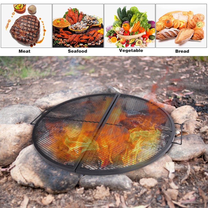 Lineslife X-Marks Fire Pit Cooking Grill Grates Portable, Heavy Duty