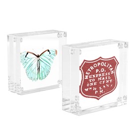 Mini Clear Picture Frame 2x2, Magnetic Acrylic Frame Double Sided Wallet Small Desktop Display Block Photo Frame for Home Office Wedding (2 Pack)