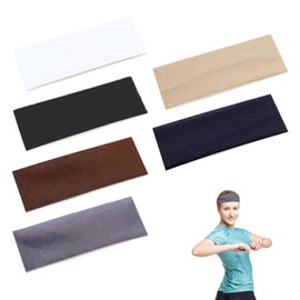 Batheidon Pack of 6 headbands jogging women's sports hair band, women's summer hair band, black, elastic, soft and non-slip headbands for gym, yoga and running, polyester and elastane