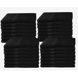 COTTON CRAFT Simplicity Ringspun Cotton Set of 28 Lightweight Washcloths, 12 inch x 12 inch, Black
