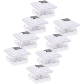 GreenLighting 8 Pack Classic #2 Post Cap Light - 10 Lumen Pathway, Deck & Fence Light for 5x5 PVC Posts (Off White)