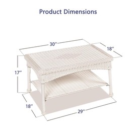 Afuera Living Modern Wicker Patio Furniture Coffee Table in White