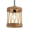 ZOLUVINA Farmhouse Woven Pendent Lights, 8.6'' Rustic Wooden Pendant Lamp