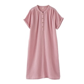 TDIOSN Women's Pajamas, One-piece Nightgown, Double Gauze, Short Sleeve, Open Front, Soft, Breathable, Quick Drying, Room Wear, Hospitalization, Postpartum, Maternity, Mother's Day, Gift, Present for