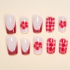 SXVME Red French Tip Press on Nails Short Medium Square,