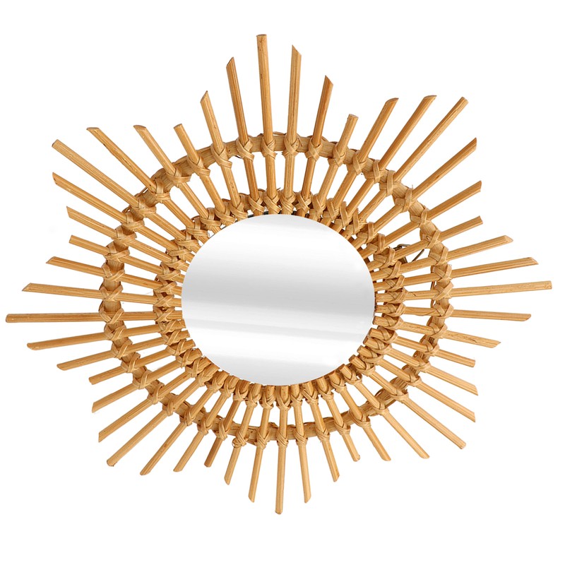 Wall Decor Rattan Mirror Star Shape Unique Simple Handwoven Mirror