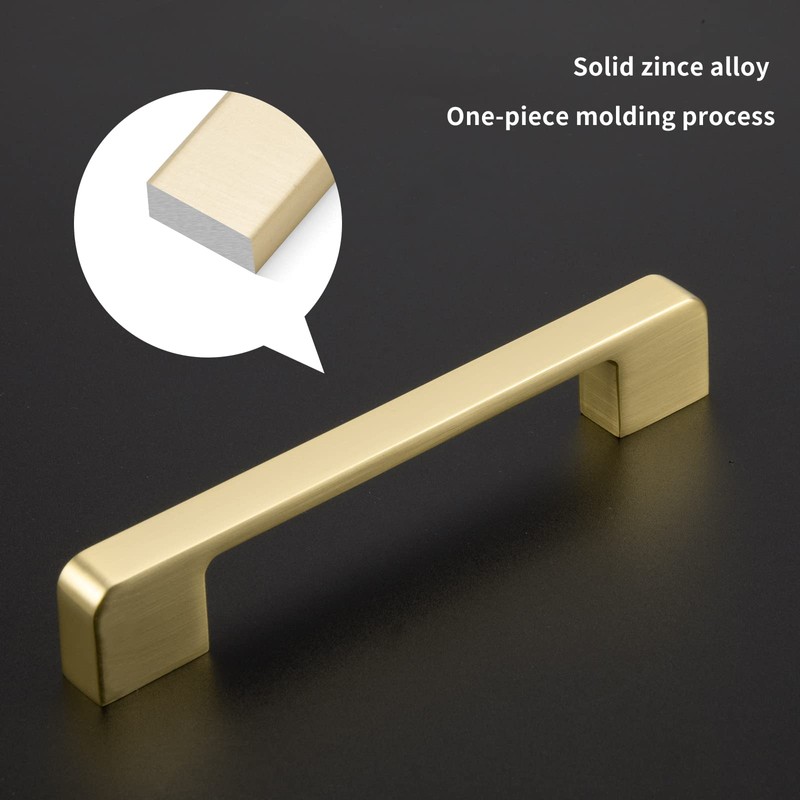 Lepatape 6-1/4 inch Brushed Gold Cabinet Pulls Brass Drawer Pulls