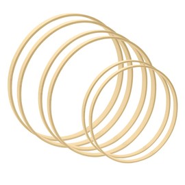 Worown Pack of 6 Rings for Crafts, 20, 25 and 30 cm Diameter, Thickness Approx. 1 cm, Wooden Rings for Crafts, Macrame Rings for Wrapping Technique, Dream Catcher, Floristry, Wedding Wreath