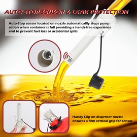 Baudelio Fuel Transfer Pump with Auto-Stop,AA Battery Powered,Electric Portable Gas Can Tank Pump with Adapter for Most Gas Cans, Portable Liquid Pump for Gasoline, Diesel, Fuel, Oil& More at 3.8GPM